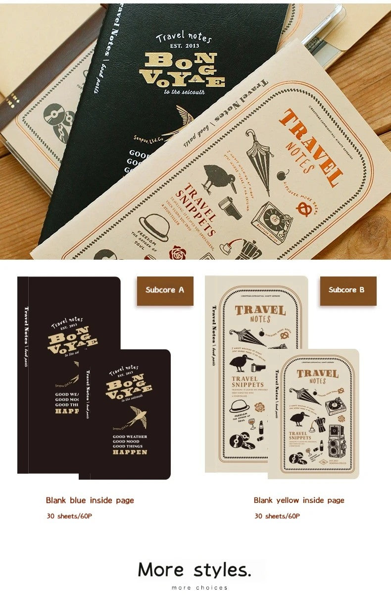 Benstore Design - Travelers Notebook con Cubierta Transparente - Bon Voyage