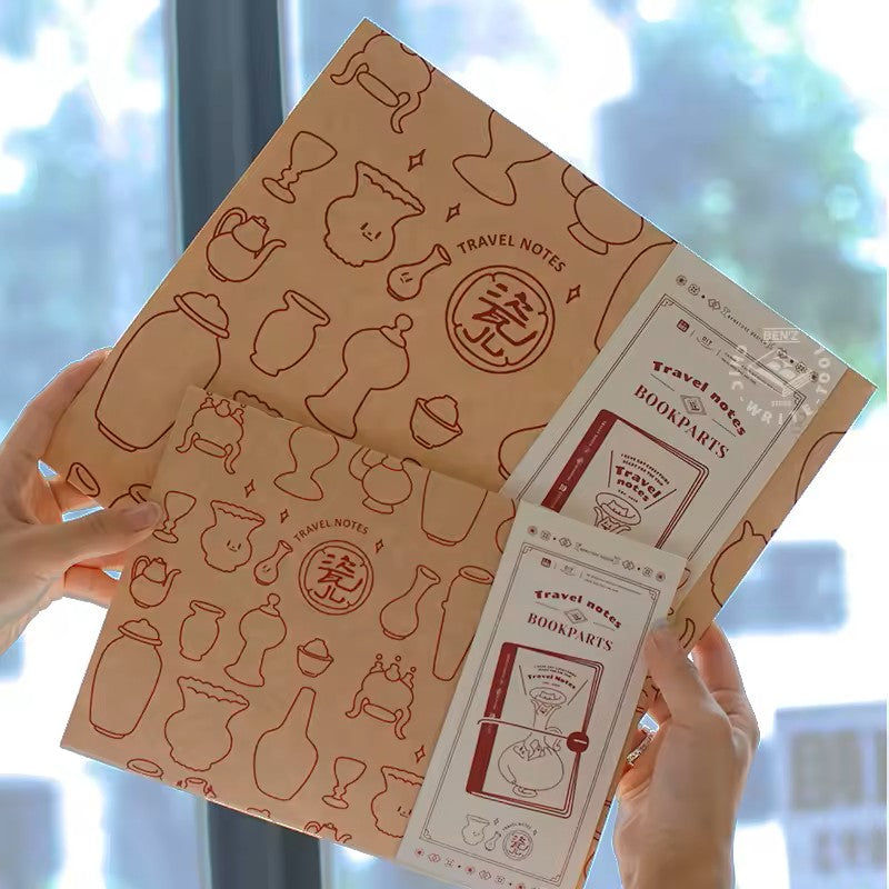 Benstore Design - Travelers Notebook con Cubierta Transparente - Red Vase