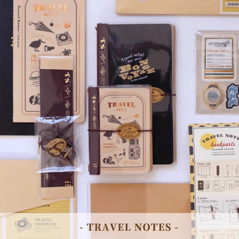 Benstore Design - Travelers Notebook con Cubierta Transparente - Bon Voyage