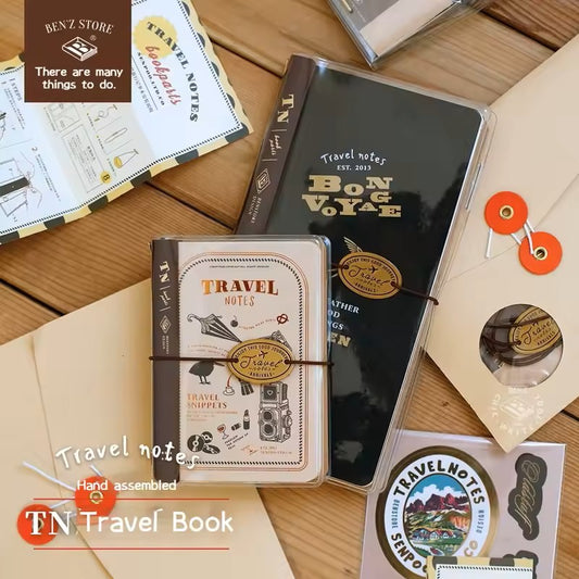 Benstore Design - Travelers Notebook con Cubierta Transparente - Bon Voyage
