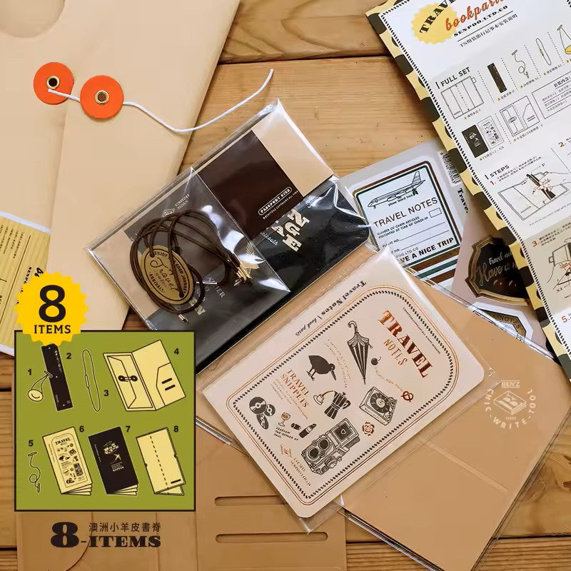 Benstore Design - Travelers Notebook con Cubierta Transparente - Bon Voyage