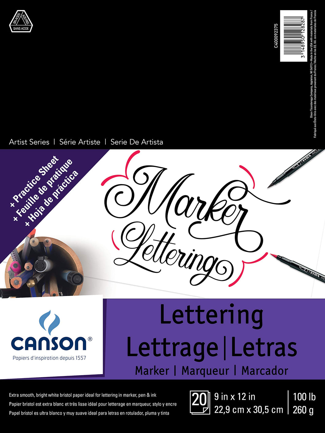 CANSON - Artist Series Lettering Pads (Libretas para Lettering) - 100lb - 20 hojas