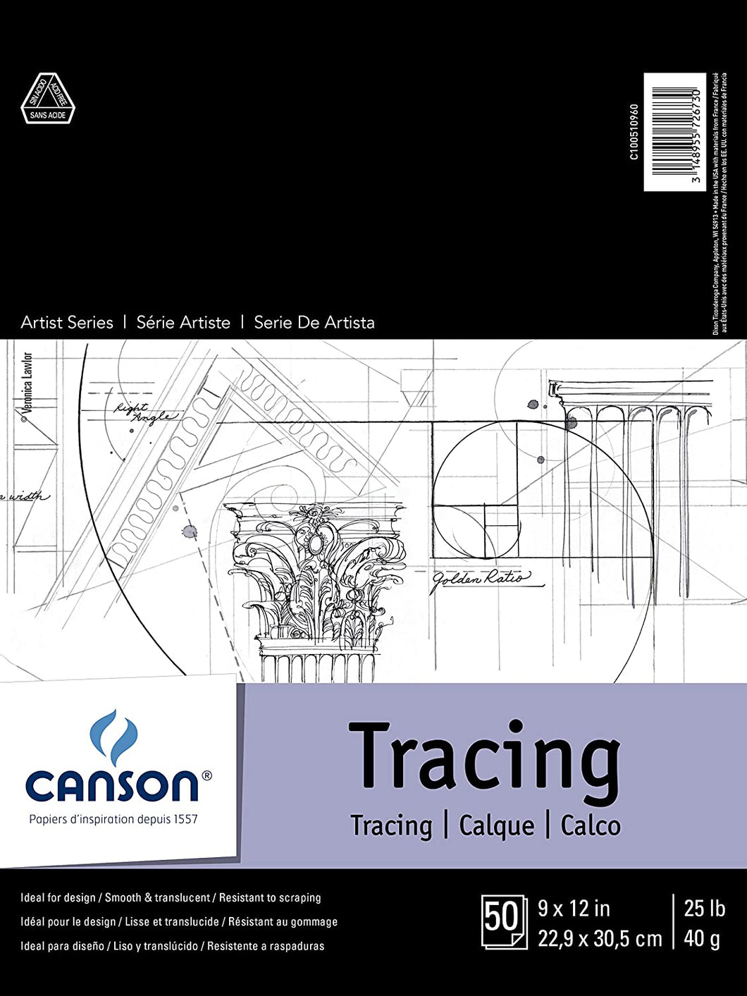 CANSON - Artist Series Tracing Pads (Libretas de Hojas de Calco) - 25lb - 50 hojas