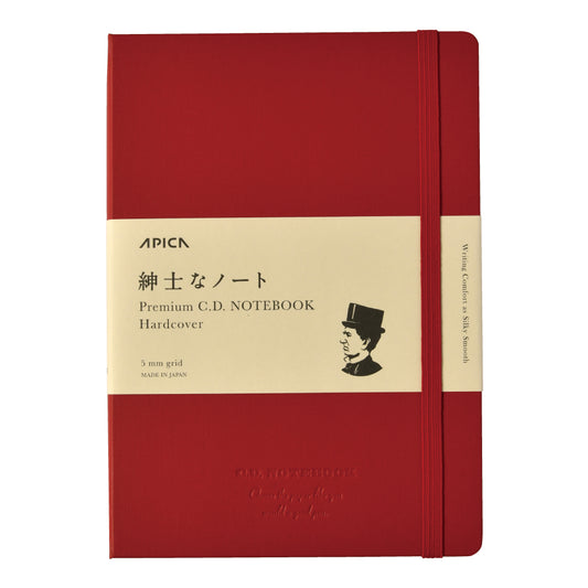 Apica Premium Notebook - Tapa Dura - A5 - Cuadriculado - Red