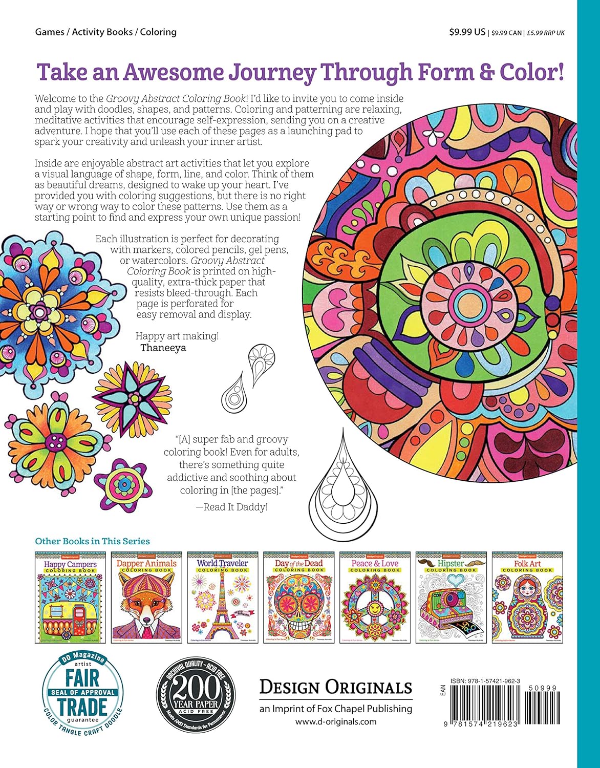 DESIGN ORIGINALS - 	GROOVY ABSTRACT - Libro de Colorear
