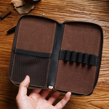 Estuche de Cuero para Bolígrafos con Bolsillo