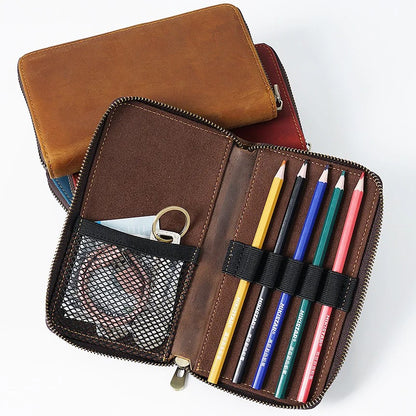 Estuche de Cuero para Bolígrafos con Bolsillo