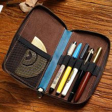 Cargar imagen en el visor de la galería, Estuche de Cuero para Bolígrafos con Bolsillo
