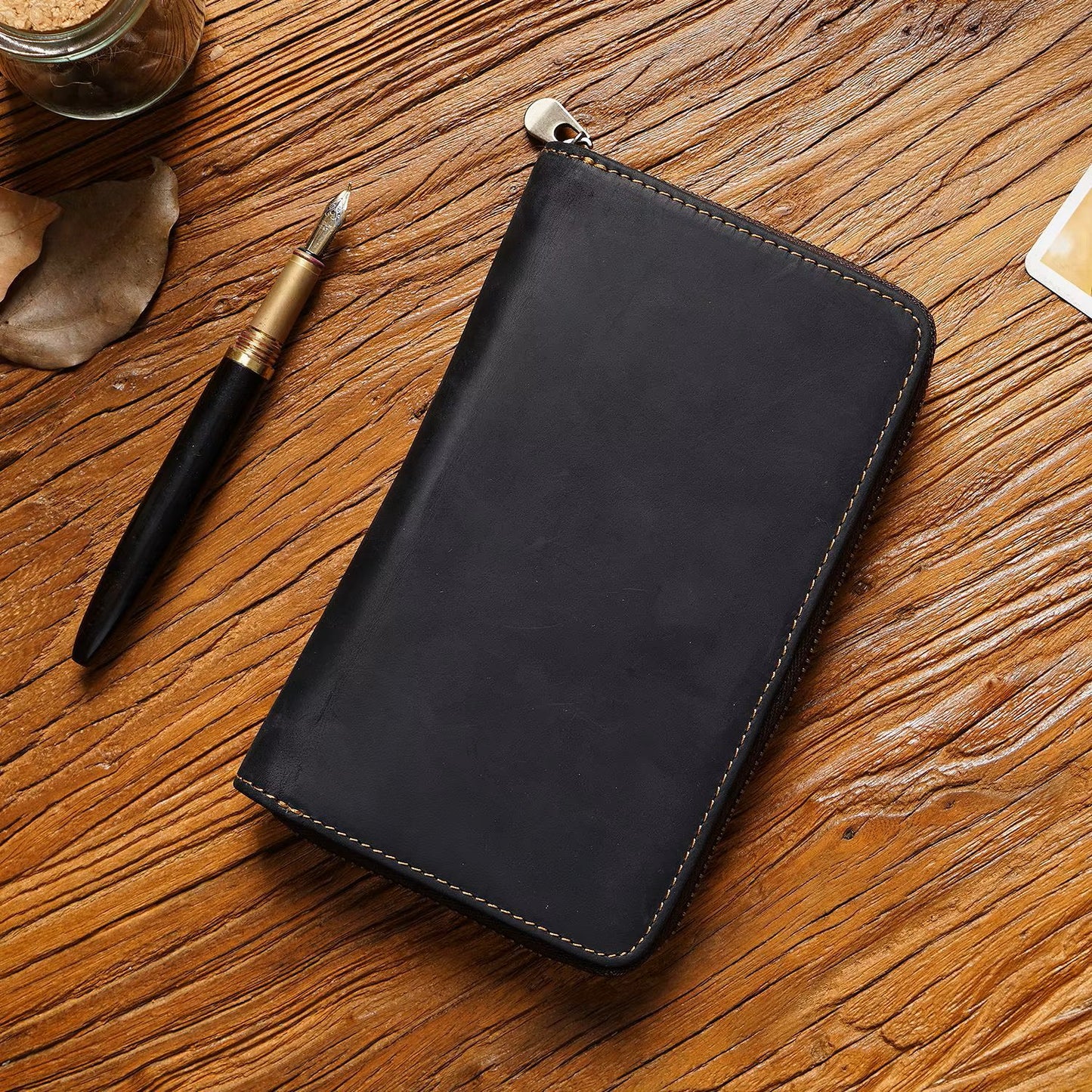 Estuche de Cuero para Bolígrafos con Bolsillo