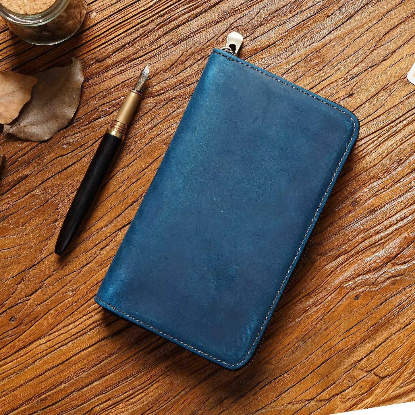 Estuche de Cuero para Bolígrafos con Bolsillo