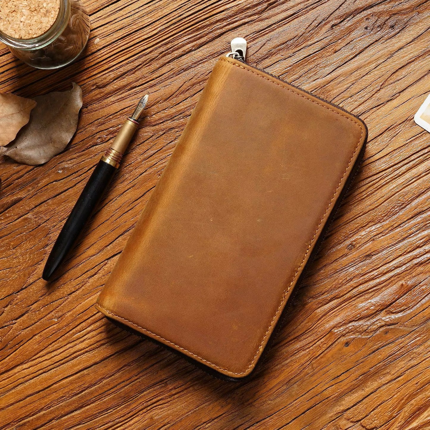 Estuche de Cuero para Bolígrafos con Bolsillo