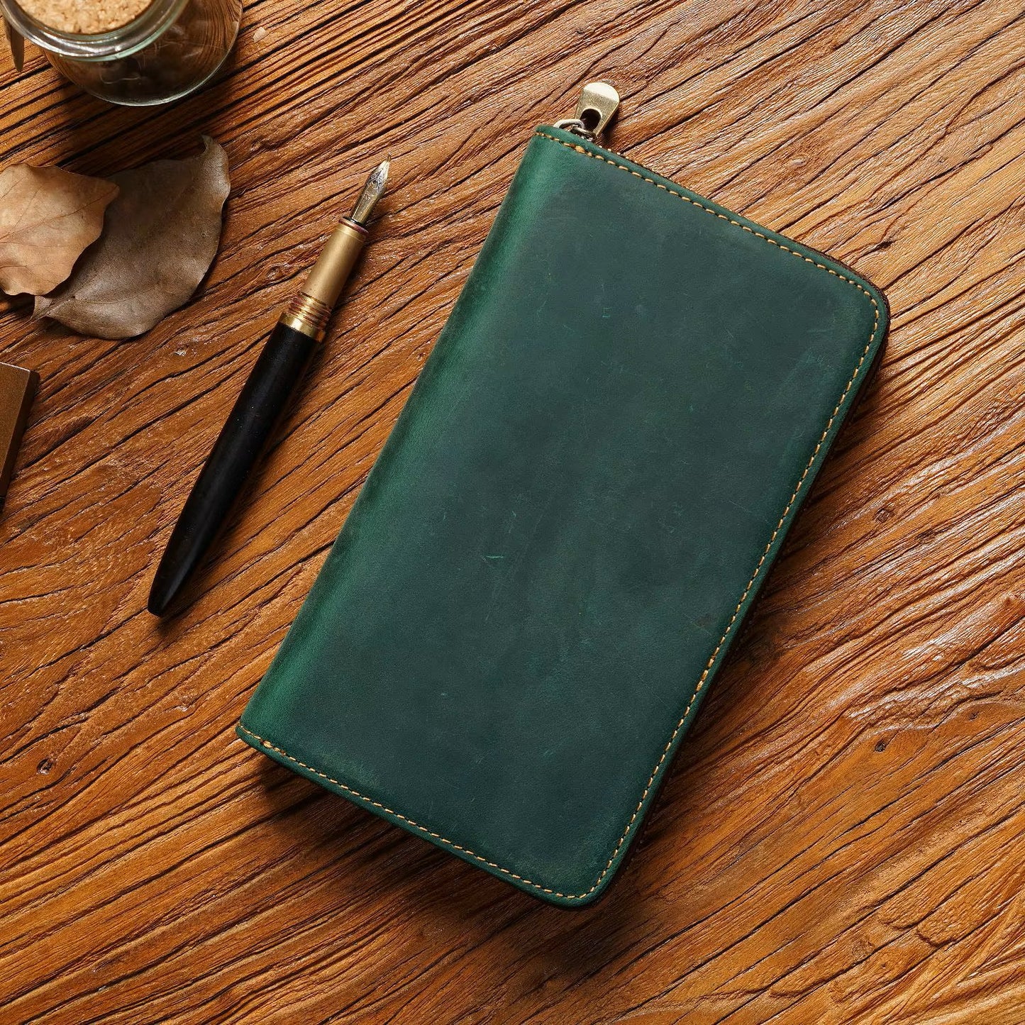 Estuche de Cuero para Bolígrafos con Bolsillo