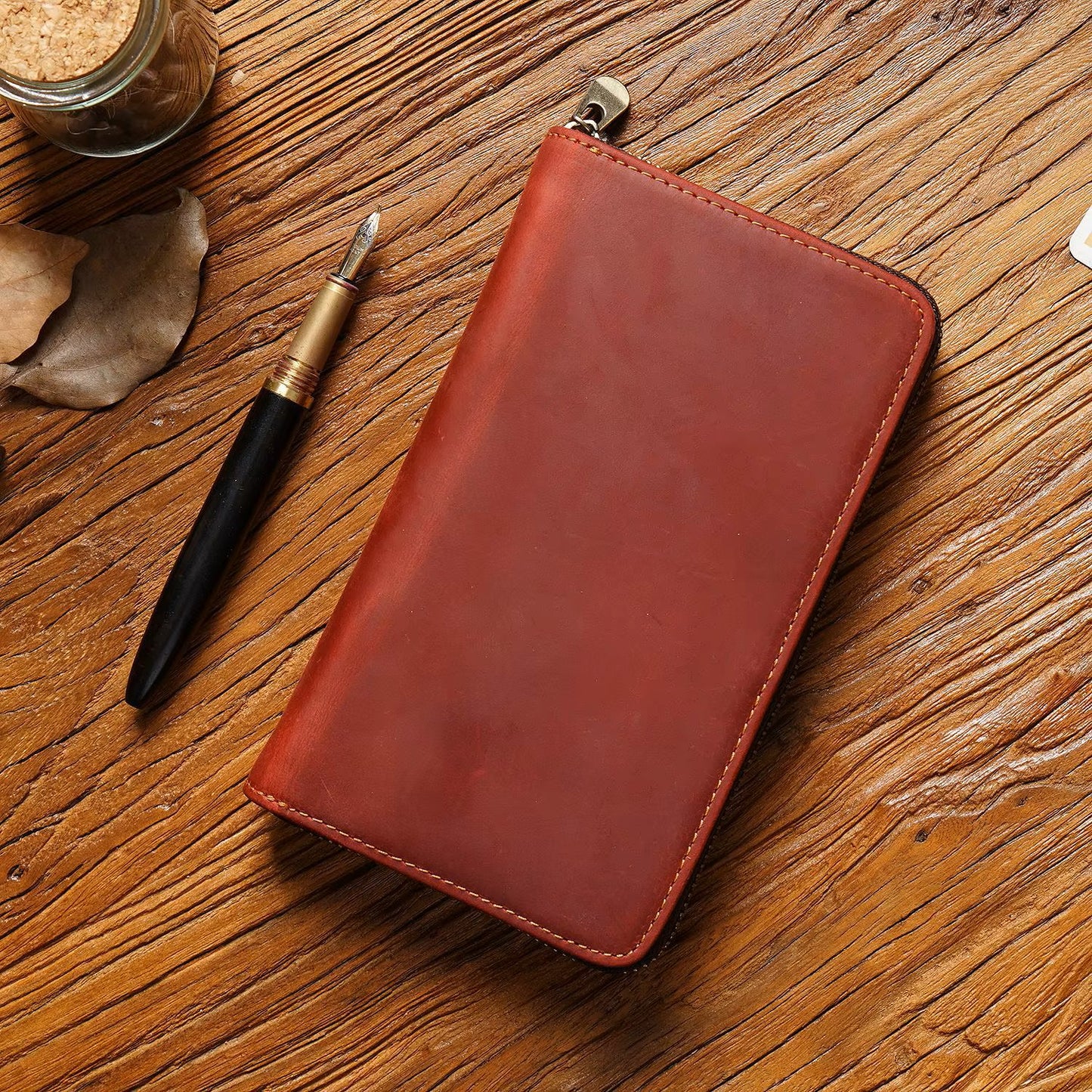 Estuche de Cuero para Bolígrafos con Bolsillo