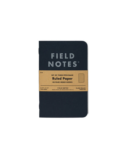Field Notes Pitch Black Memo Book - Pack de 3 - 48 páginas