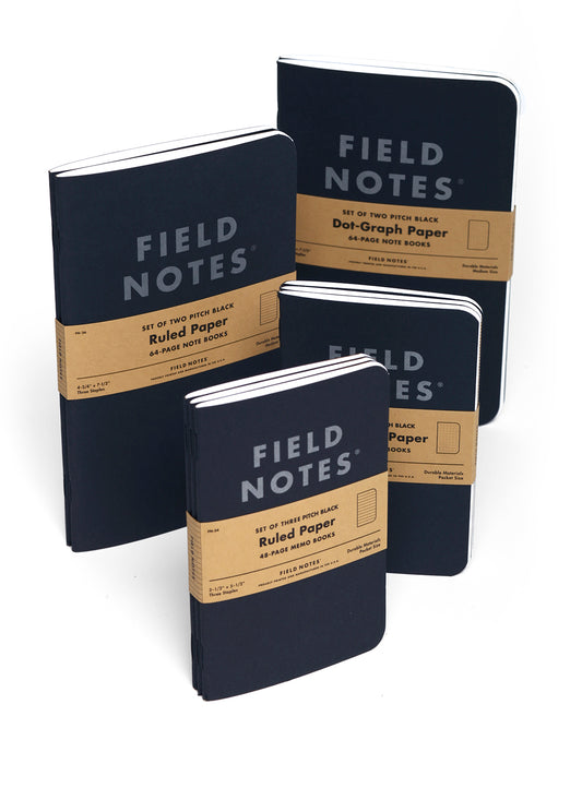 Field Notes Pitch Black Notebook - Pack de 2 - 64 páginas