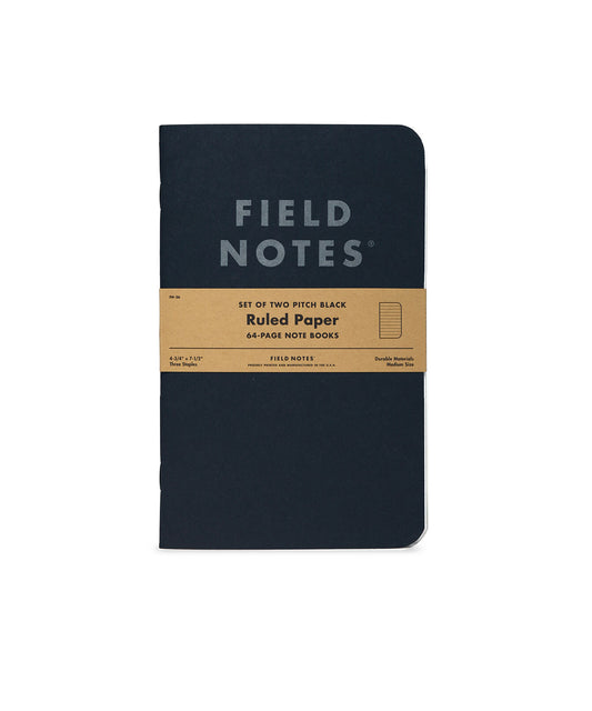 Field Notes Pitch Black Notebook - Pack de 2 - 64 páginas