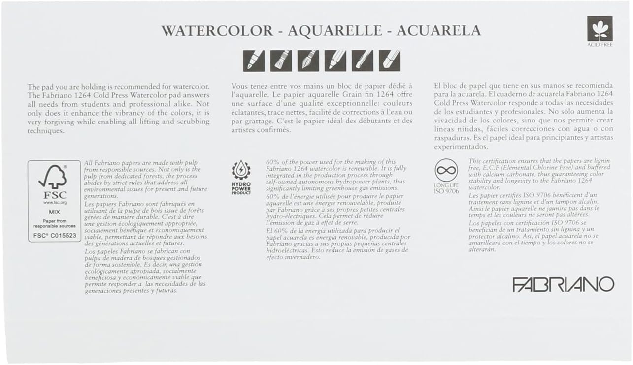 FABRIANO - 1264 Watercolor Pads (Watercolor Notebook 300 GSM)