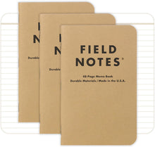 Cargar imagen en el visor de la galería, Field Notes Original Kraft Notebook - Pack de 3 - 48 páginas
