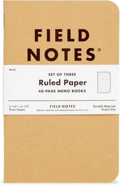 Field Notes Original Kraft Notebook - Pack de 3 - 48 páginas