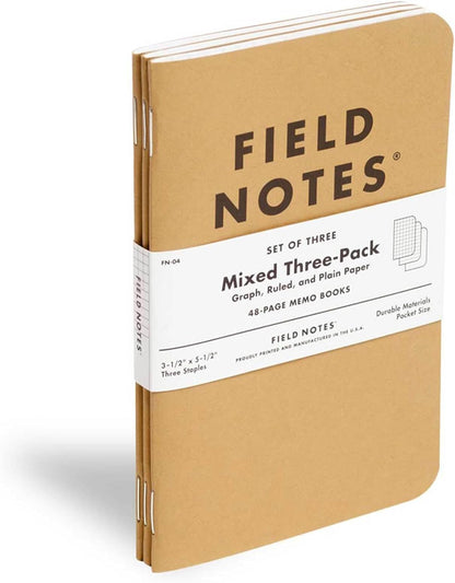 Field Notes Original Kraft Notebook - Pack de 3 - 48 páginas