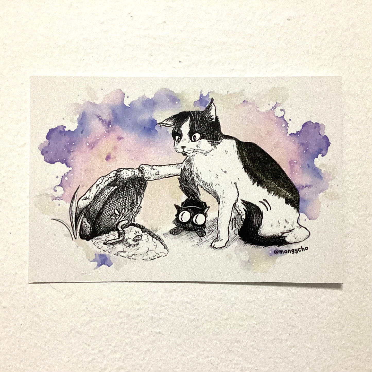 Mongycho - Gato y gusanito splash morado