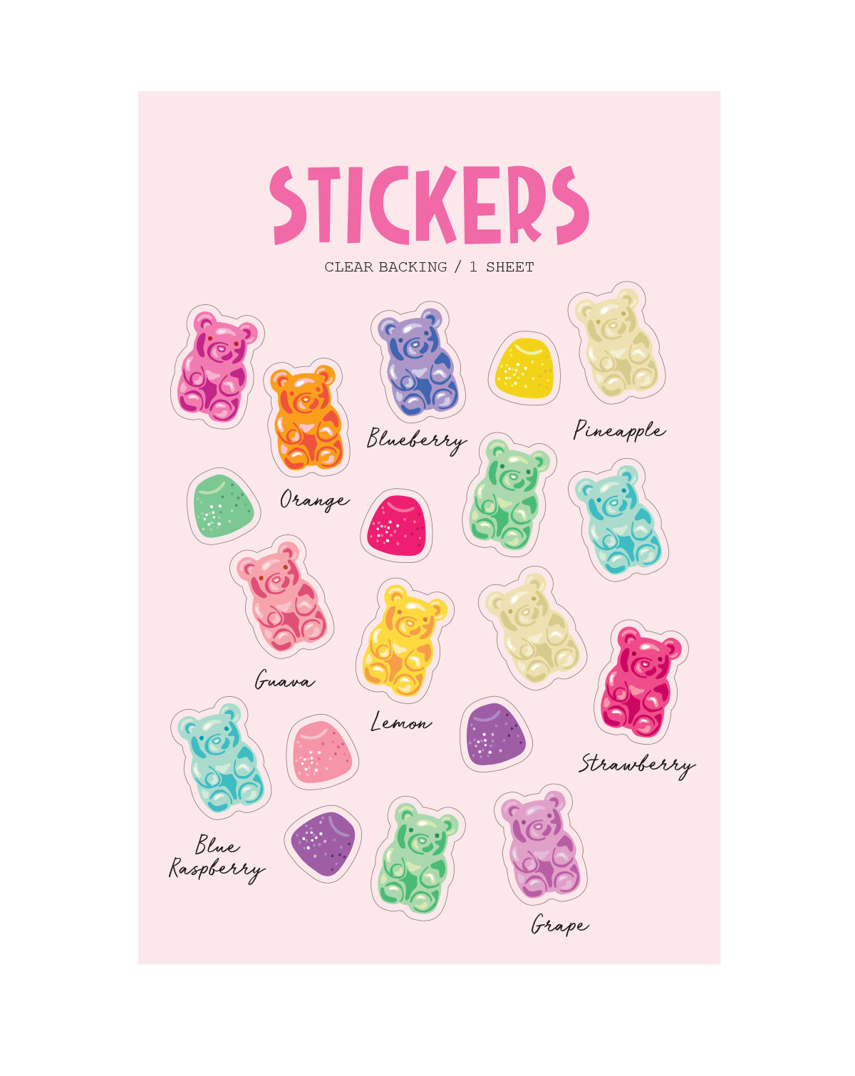 GIRL OF ALL WORK - Clear Stickers - Gummy Bears