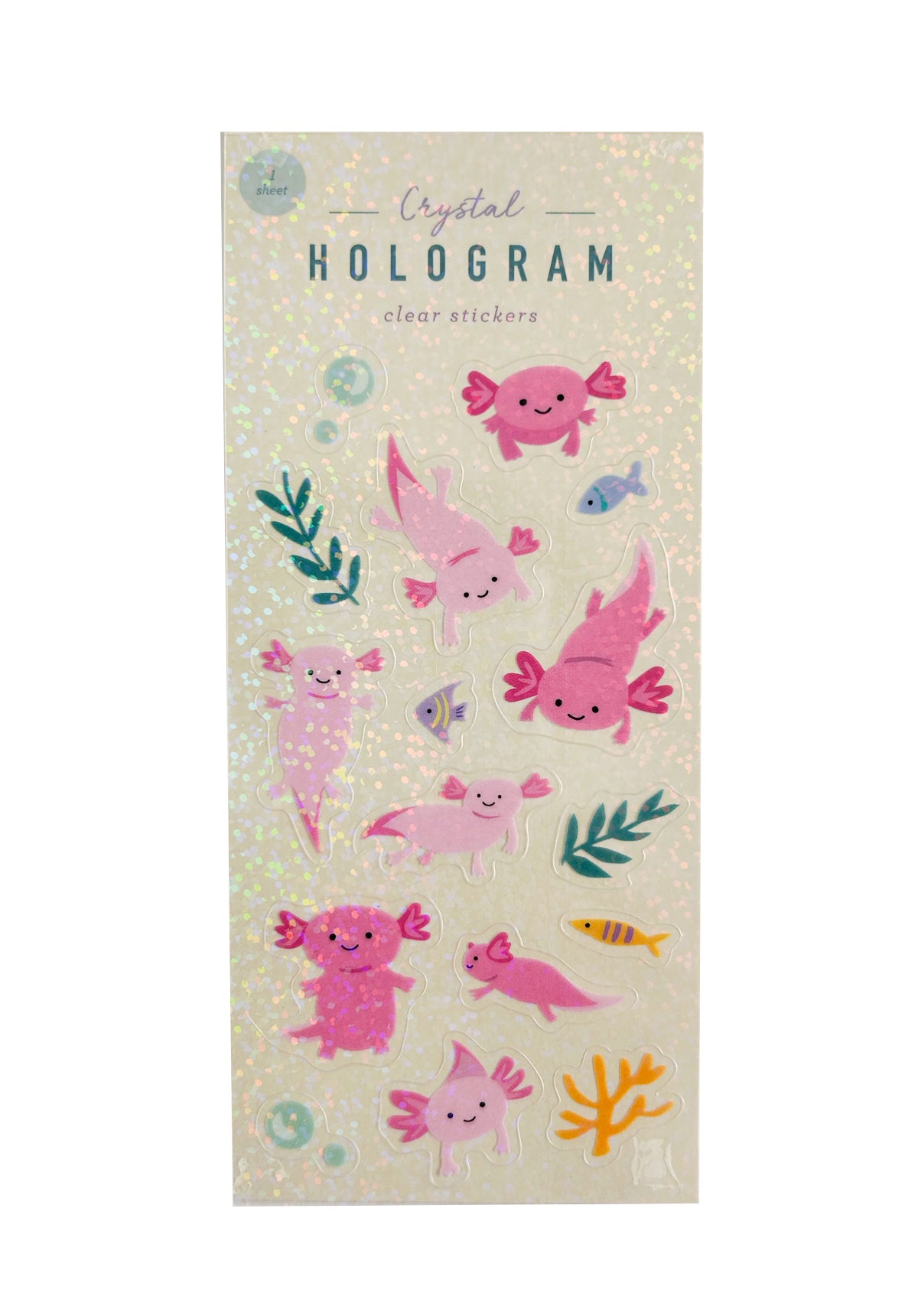 GIRL OF ALL WORK - Crystal Hologram Clear Stickers - Axolotls