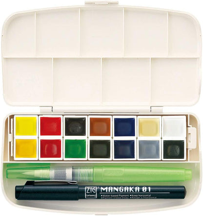 KURETAKE ZIG - Gansai Tambi Portable 14-Color Set Acuarela