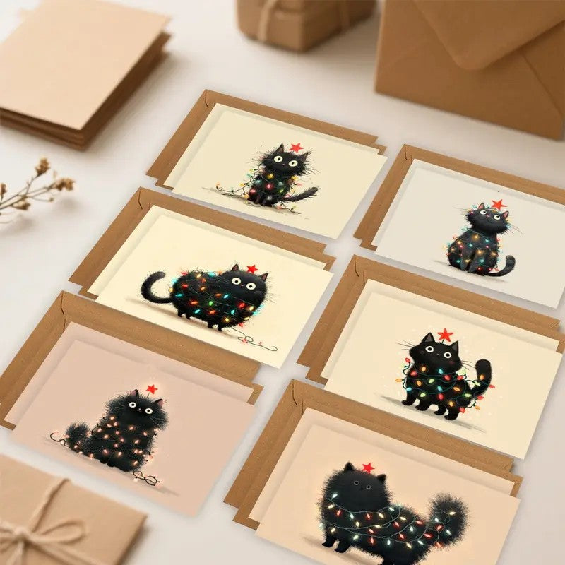 Tarjeta - Gatos Negros Navideños