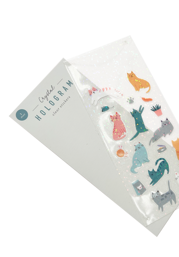 GIRL OF ALL WORK - CATS CRYSTAL HOLOGRAM CLEAR STICKERS