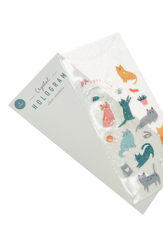 GIRL OF ALL WORK - CATS CRYSTAL HOLOGRAM CLEAR STICKERS