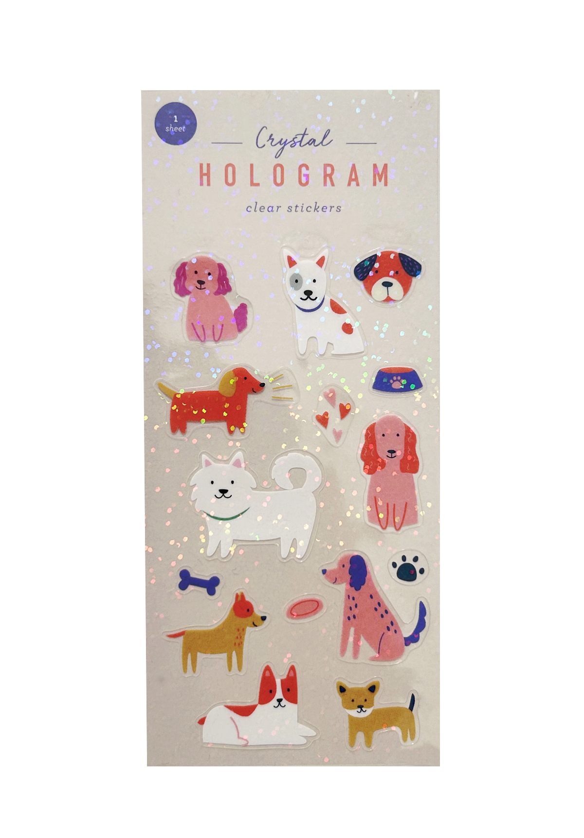GIRL OF ALL WORK - DOGS CRYSTAL HOLOGRAM CLEAR STICKERS