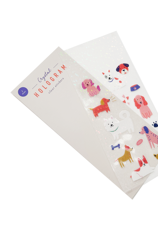 GIRL OF ALL WORK - DOGS CRYSTAL HOLOGRAM CLEAR STICKERS