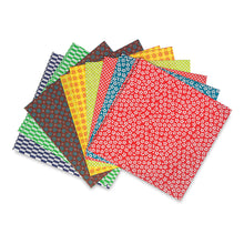 Cargar imagen en el visor de la galería, Origami Washi Chiyogami Kimono and Folk Art Design - 20 hojas - 15cm x 15cm
