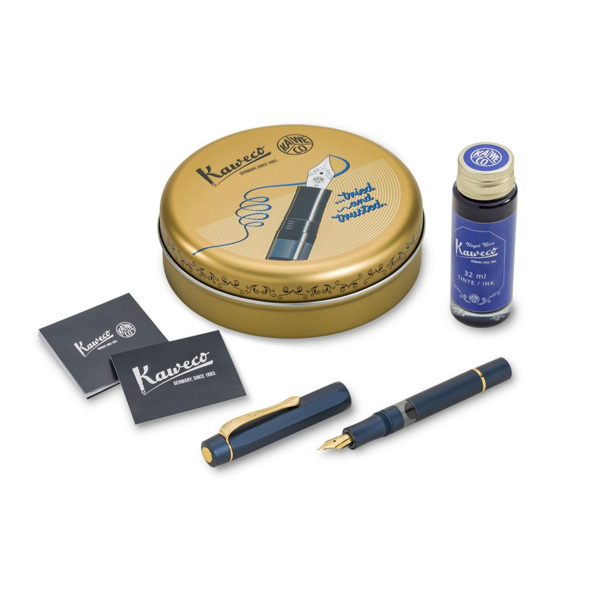 Kaweco PISTON Sport AL Starter Set - Navy/Gold