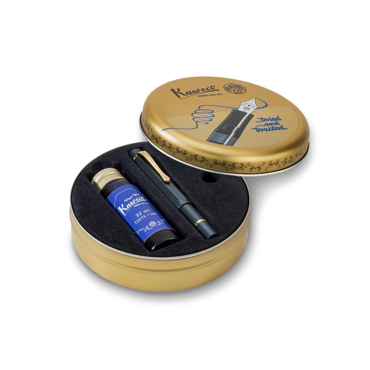 Kaweco PISTON Sport AL Starter Set - Navy/Gold