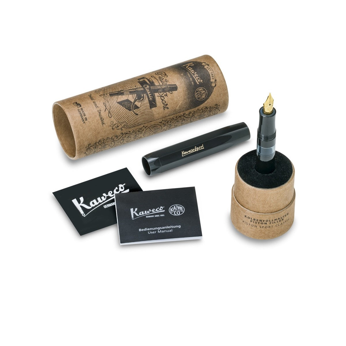 Kaweco PISTON Sport Fountain Pen - Black/Gold
