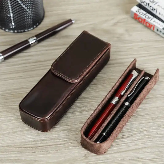 Leather 2-Pen Case Holder - Leather Pen Case