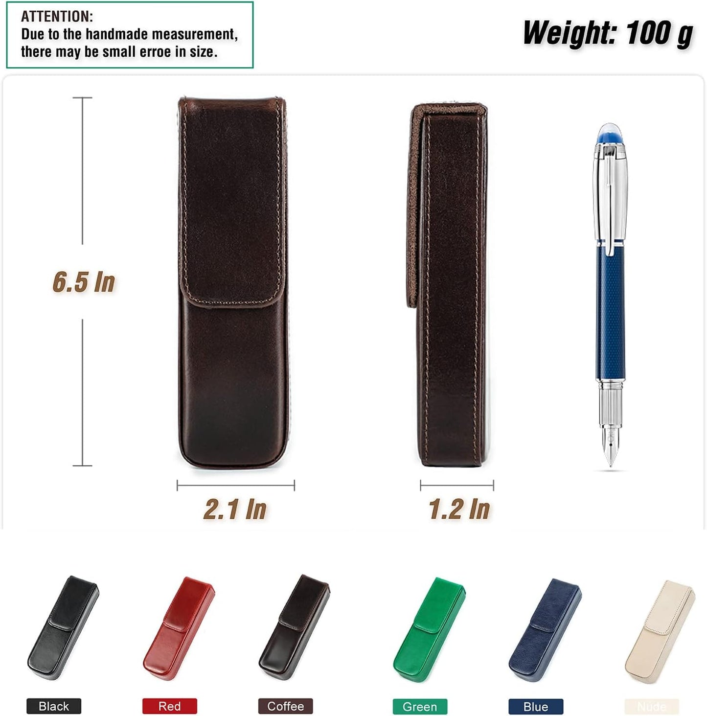 Leather 2-Pens Case Holder - Estuche Cuero para bolígrafos
