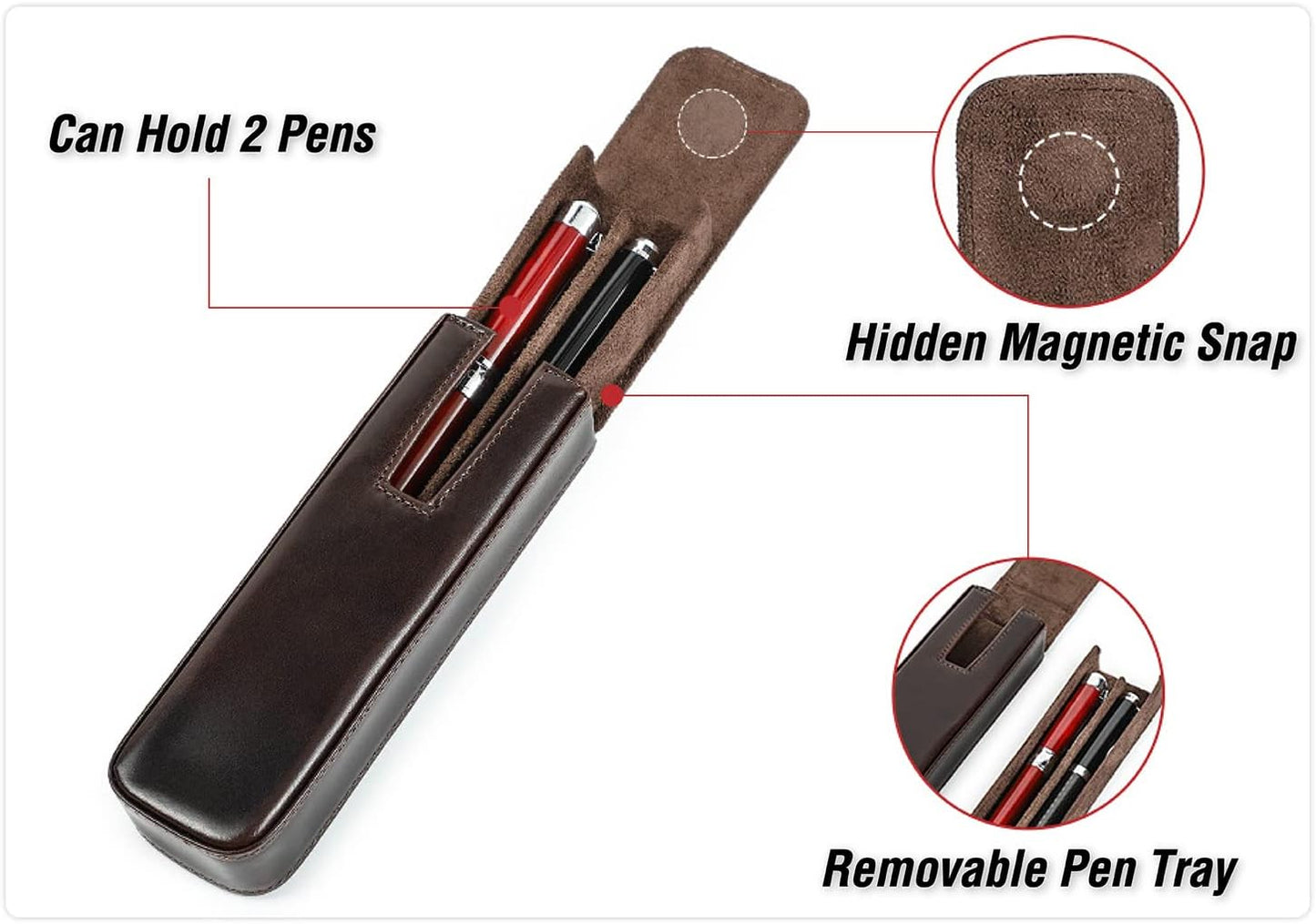 Leather 2-Pens Case Holder - Estuche Cuero para bolígrafos