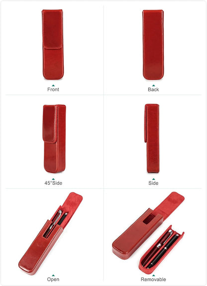 Leather 2-Pens Case Holder - Estuche Cuero para bolígrafos