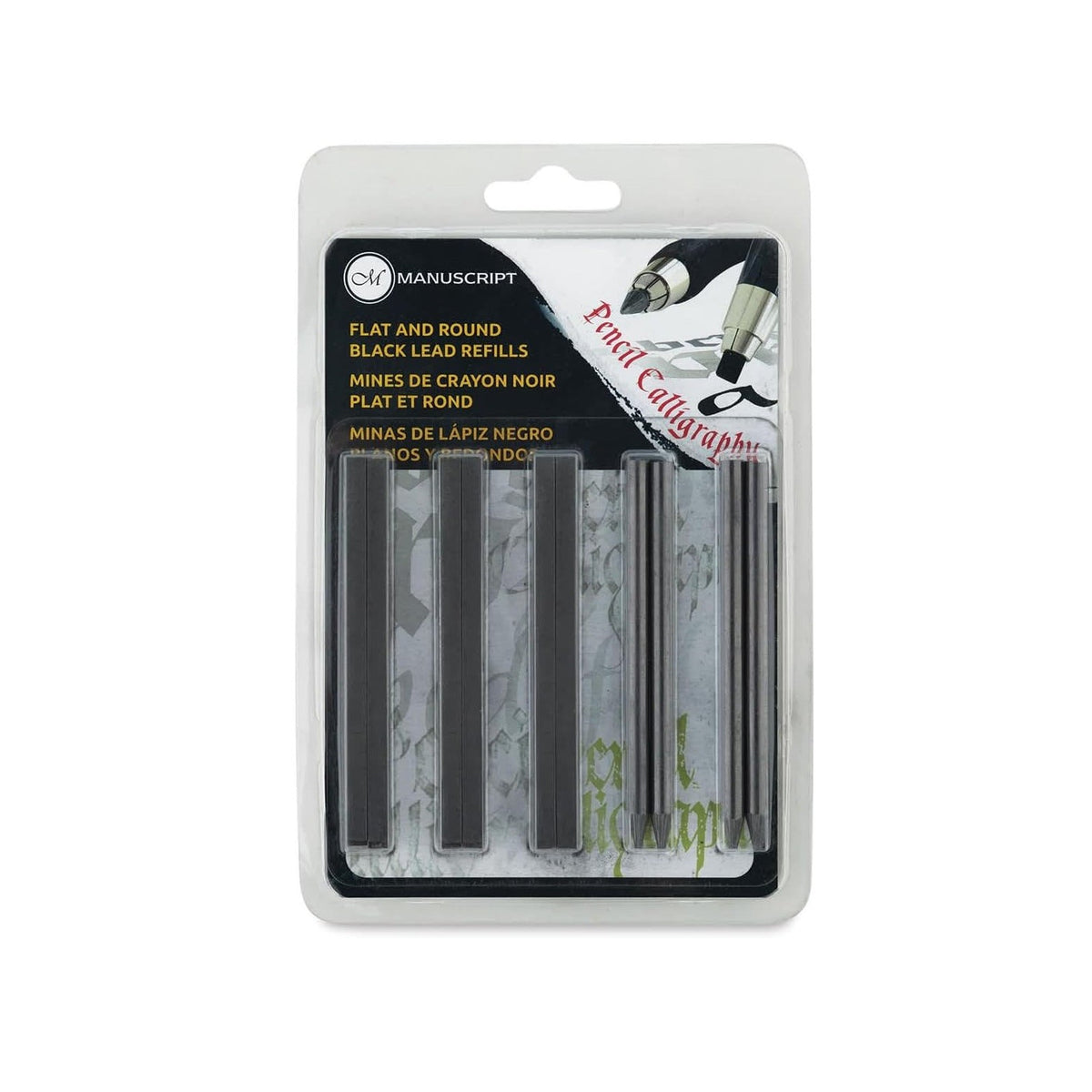Manuscript Lettering Flat Black Lead Refill Mina - 12 unidades