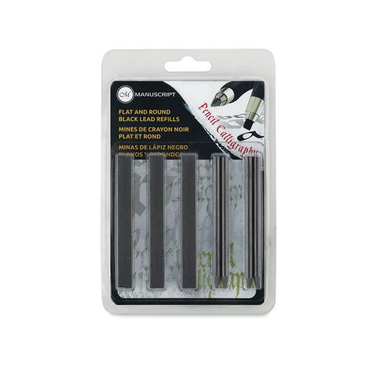 Manuscript Lettering Flat Black Lead Refill Mina - 12 unidades