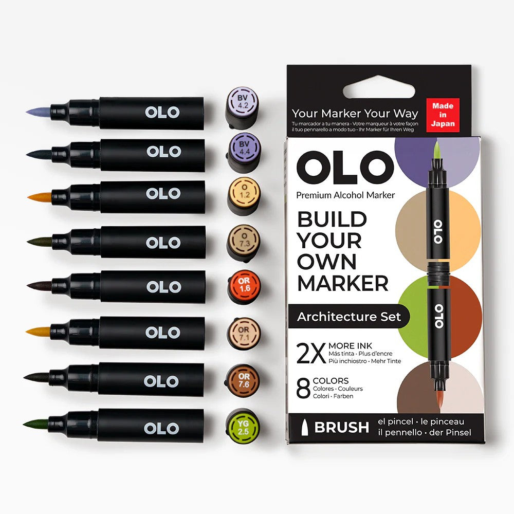 Olo Marker - Brush Architecture Set 8 unidades