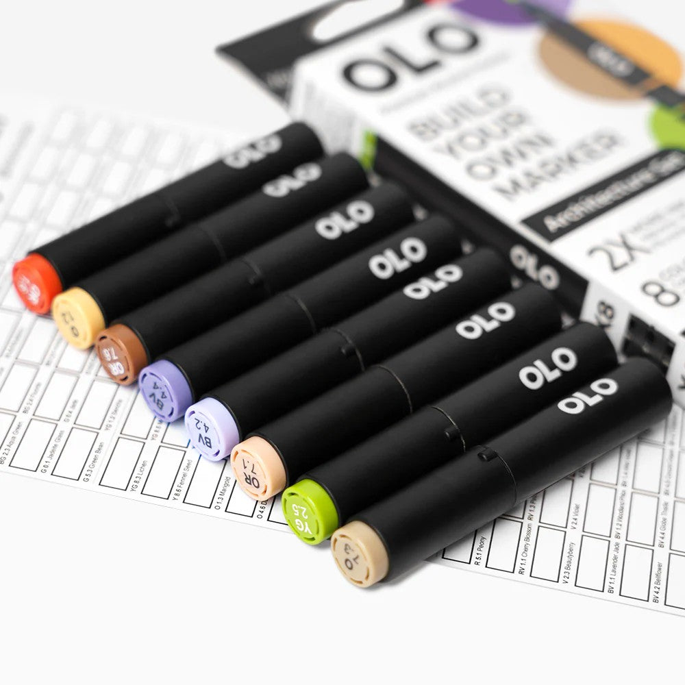Olo Marker - Brush Architecture Set 8 unidades