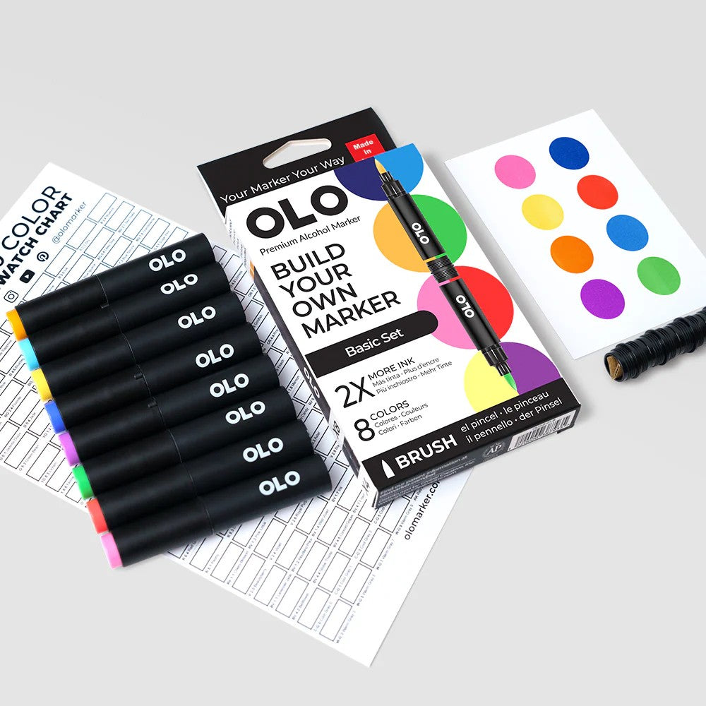 Olo Marker - Brush Basic Set 8 unidades