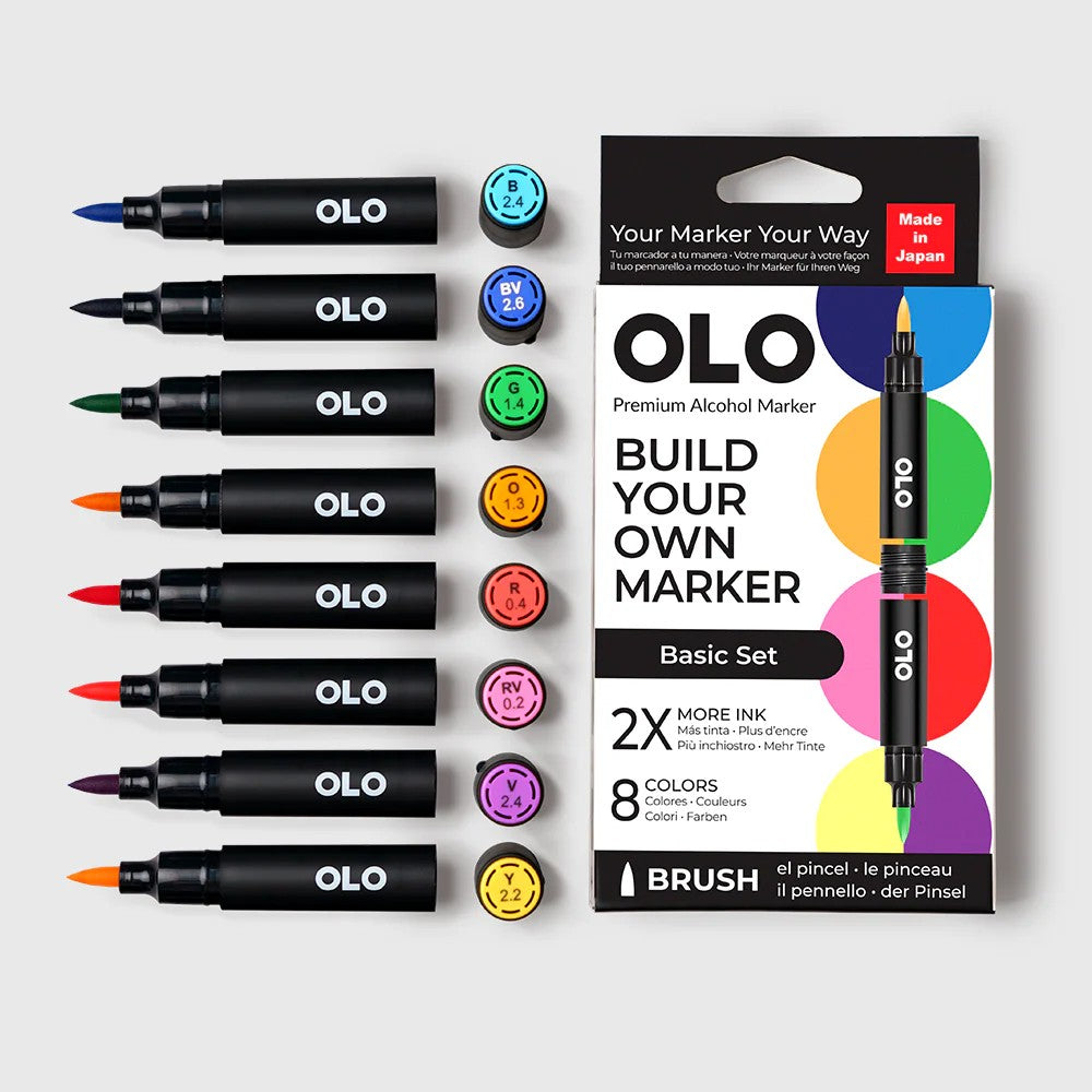 Olo Marker - Brush Basic Set 8 unidades