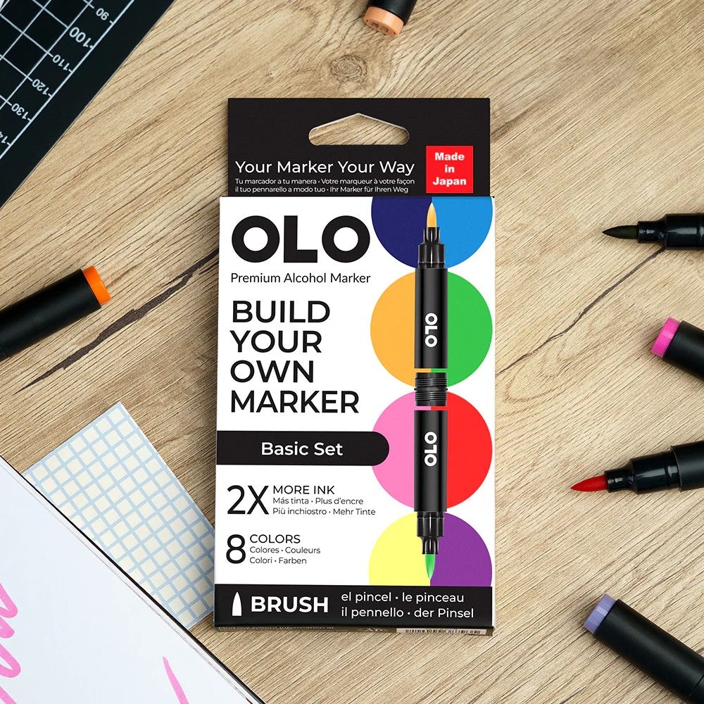 Olo Marker - Brush Basic Set 8 unidades