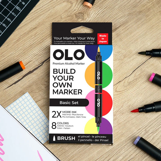 Olo Marker - Brush Basic Set 8 unidades