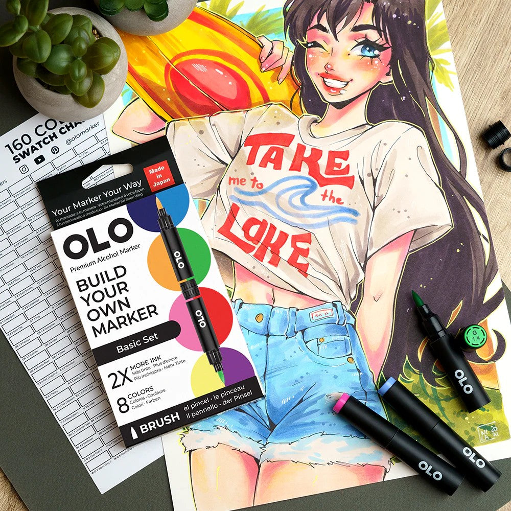 Olo Marker - Brush Basic Set 8 unidades